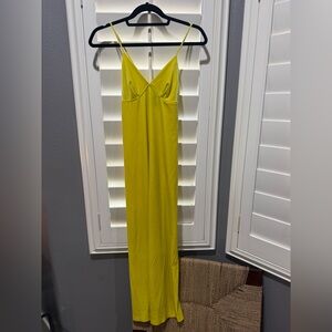 Norma Kamali Yellow Velvet Slip Dress